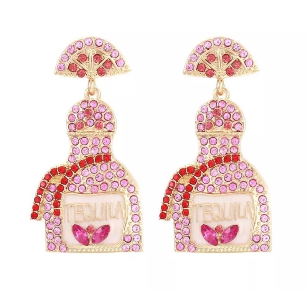 Gorgeous Tequila Bottle and Lime Earrings